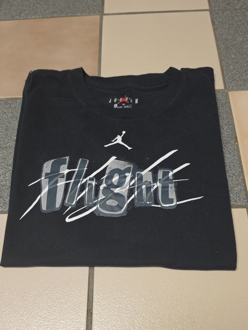 Jordan Black Tee with White & Gray Flight Graphic